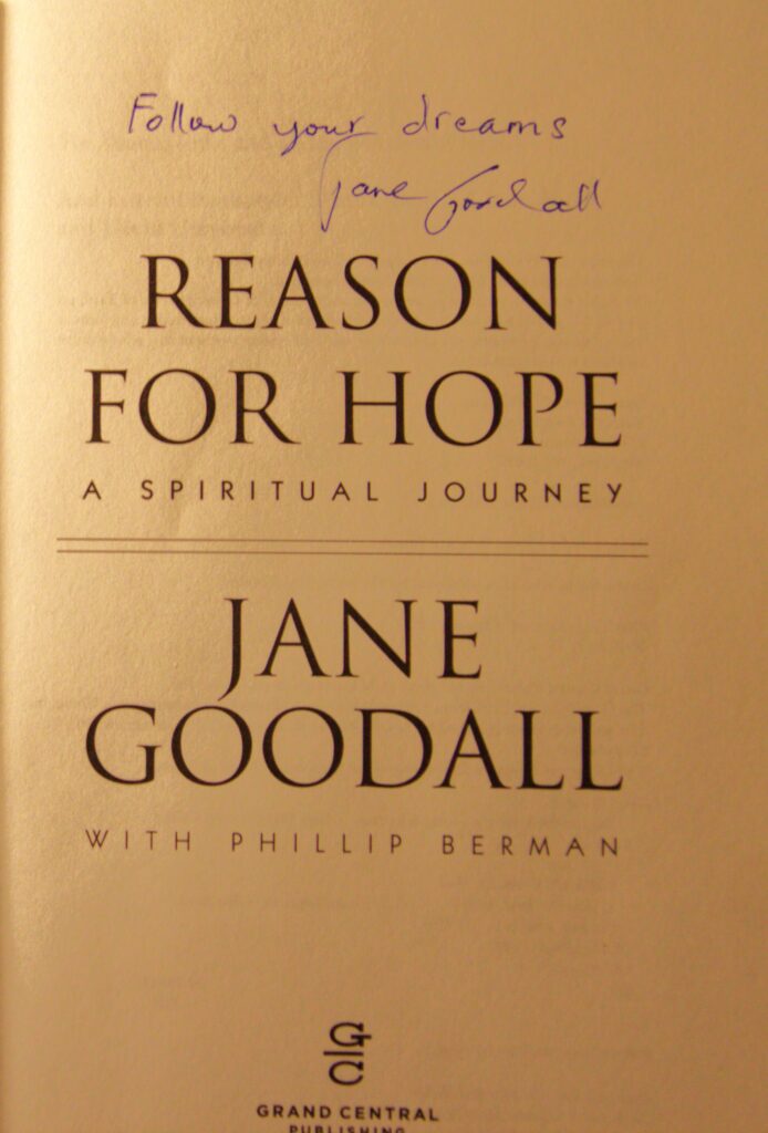 Titelpagina van het boek Reason for hope van Jane Goodall